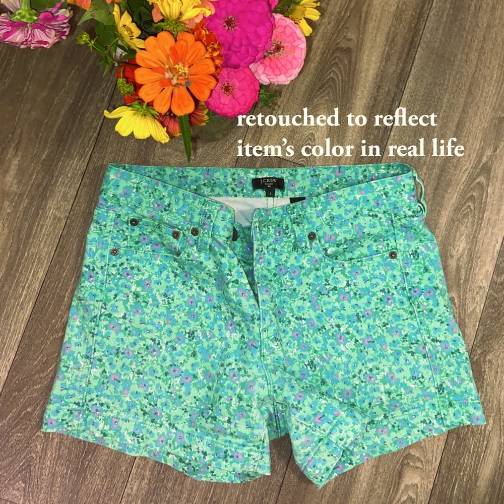 J. Crew floral denim shorts - 2, green floral